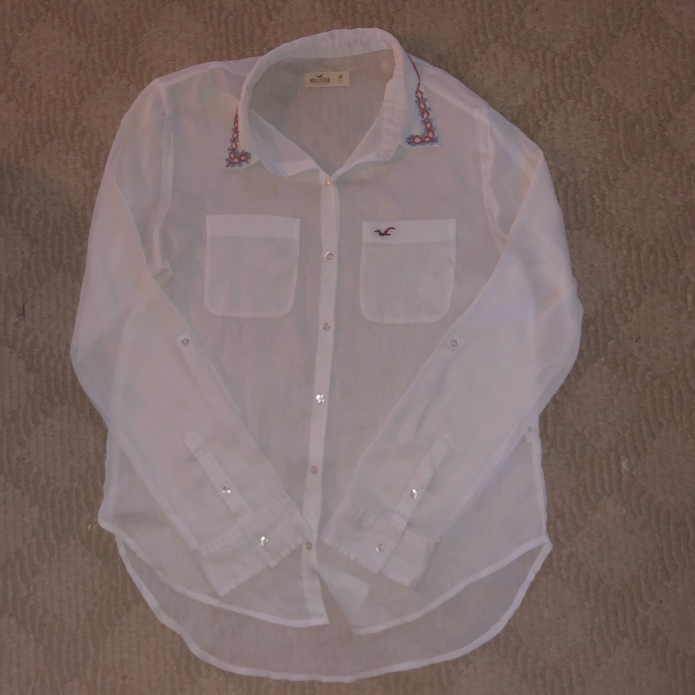 Hollister button down shirt with beaded collar